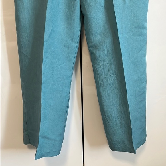 DYNAMITE Yasmin Straight Leg Linen Pants Turquoise, Size 8 - Picture 9 of 14